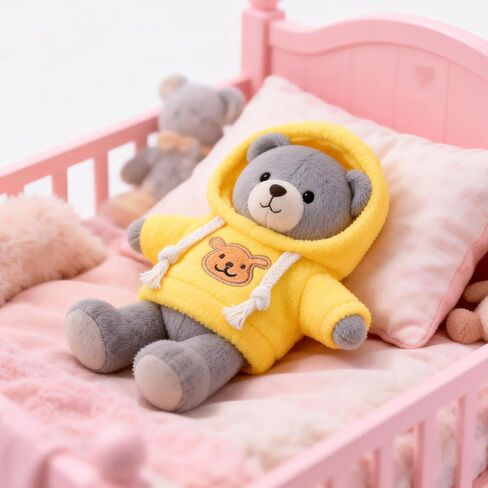 Toyvian 2 قطعة دمية دب قطيفة صغيرة زي حيوان محشو زي فتاة صبي دمية قطيفة مقنعين سترة ملابس لطيف حيوان محشو ملابس الزي للدببة 6-8 بوصة in Kuwait