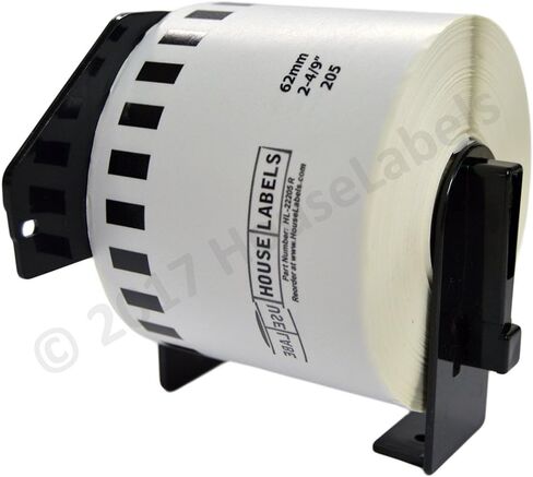 HOUSELABELS متوافقة مع لفة الاستبدال DK-2205 لطابعات ملصقات Brother QL؛ ملصقات لاصقة ذات طول مستمر قابلة للإزالة؛ 2-4/9 بوصة × 100 قدم (62 مم × 30.48 م) مع خرطوشة واحدة قابلة لإعادة الاستخدام - لفة واحدة in Kuwait