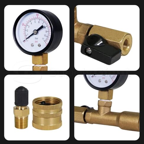توريد طقم اختبار ضغط المياه العملاق QUL 0-160 PSI مع صمام شم وموصل خرطوم دوار، نحاس in Kuwait