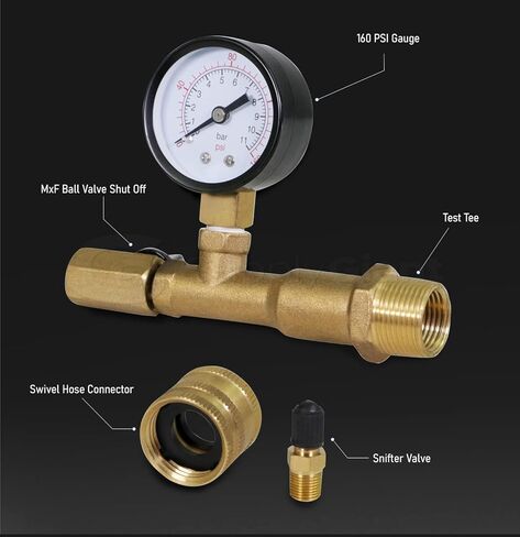 توريد طقم اختبار ضغط المياه العملاق QUL 0-160 PSI مع صمام شم وموصل خرطوم دوار، نحاس in Kuwait