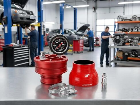 جهاز اختبار التسرب AutoLine Pro مقاس 4 بوصات (101 مم) Premium BoostCap Turbo Boost - غطاء ألومنيوم 6061 - مقياس 30 رطل لكل بوصة مربعة - يكتشف المبرد الداخلي وأنابيب الشحن وتسريبات السحب. in Kuwait