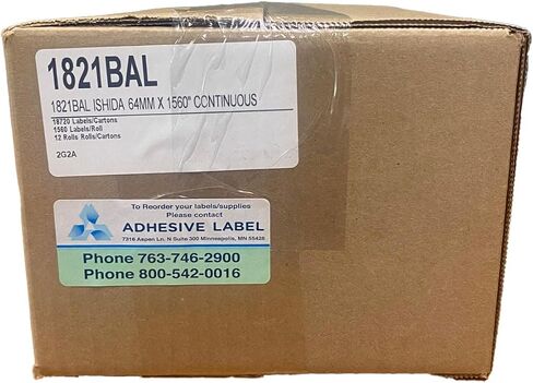 Label 2.52" X 130' Continuous Strip (64mm X 130') 12 Rolls per Case Ishida Compatible in Kuwait