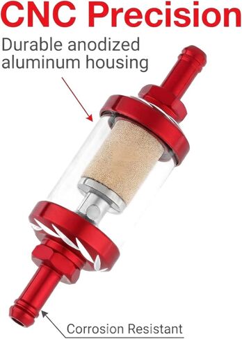 5/16 Fuel Filter Inline, Reusable Washable Aluminum Gas Fuel Filter with Clear Glass, for Small Engine, Motorcycle, ATV, Lawn Mower, Boat (Non Fuel Injected) in Kuwait