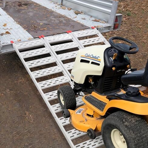 1500-LBS Capacity Aluminum Tri-Fold Loading Ramps for Pickup Trucks - with Load Straps, Ideal for ATV, Motorcycle, Lawn Mower & Dirt Bike in Kuwait