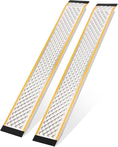 Garvee 57" Aluminum Shed Ramps 2 Pack - 800 LBS Capacity Lightweight Loading Ramp for Lawn Mower, ATV, Motorcycle - Anti-Slip Punch Plate Surface with High-Visibility Yellow Edge in Kuwait