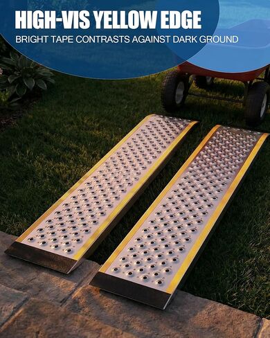 Garvee 57" Aluminum Shed Ramps 2 Pack - 800 LBS Capacity Lightweight Loading Ramp for Lawn Mower, ATV, Motorcycle - Anti-Slip Punch Plate Surface with High-Visibility Yellow Edge in Kuwait