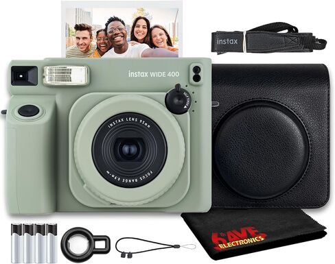 مجموعة كاميرا Fujifilm Instax Wide 400 للفيلم الفوري مع حقيبة حمل متوافقة مع الطراز العتيق + قطعة قماش للتنظيف من الألياف الدقيقة in Saudi Arabia