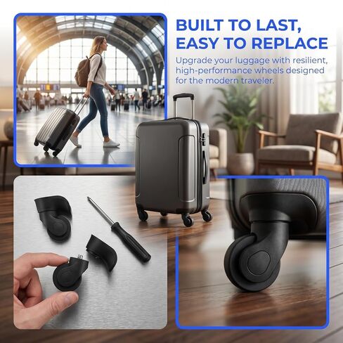 BESTYASH 2-Pack Luggage Wheels Replacement Universal Suitcase Swivel Casters Silent Smooth Rolling Travel Suitcase Wheels Accessories 4.33X3.93X3.54In in Kuwait