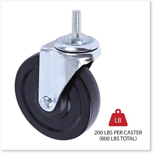 Alera Optional Casters for Wire Shelving, Grip Ring Type K Stem, 4" Wheel, Black/Silver, 4/Set (2 Locking) in Kuwait