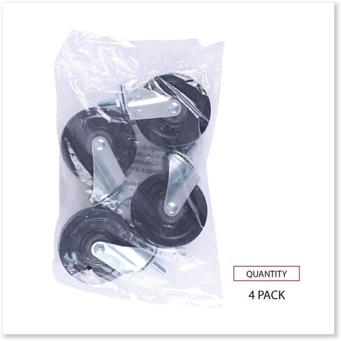Alera Optional Casters for Wire Shelving, Grip Ring Type K Stem, 4" Wheel, Black/Silver, 4/Set (2 Locking) in Kuwait