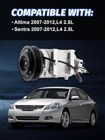 Air Conditioner A/C Compressor Compatible Clutch Compatible With Altima 2007-2012, Sentra 2007-2012 L4 2.5L，AC Compressor for Car CO 10886C 92600JA00A in Kuwait