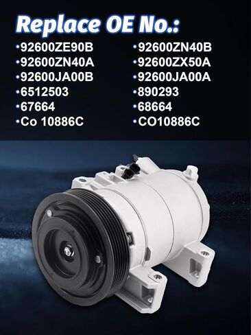 Air Conditioner A/C Compressor Compatible Clutch Compatible With Altima 2007-2012, Sentra 2007-2012 L4 2.5L，AC Compressor for Car CO 10886C 92600JA00A in Kuwait