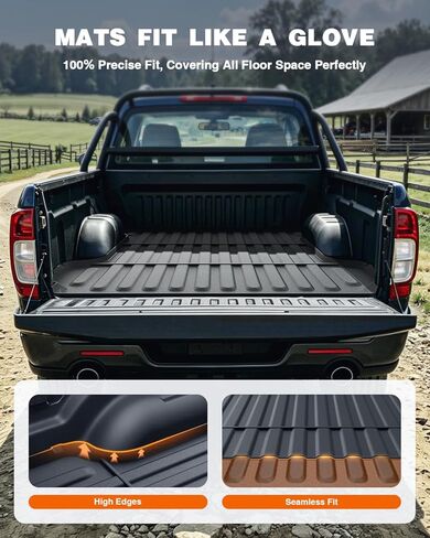 حصيرة سرير شاحنة 5.7FT لـ Ram 1500/1500 RHO 2019-2026 وRAM 1500 Classic 2019-2024 سرير قصير (5FT7 / 67.4 بوصة) ليست لرامبوكس، بطانة سرير شاحنة بضائع مناسبة لجميع الأحوال الجوية، أسود in Kuwait