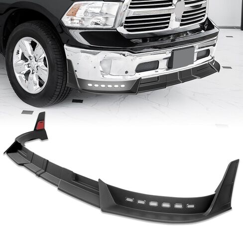 Front Bumper Lip fit for Ram1500 2013-2018, for Ram 1500 Classic 2019-2024 LED Sequential Running Lights Spoiler Body Kit,Matt Black Front Lip LED (for Models with Two Piece Bumper Type) in Kuwait