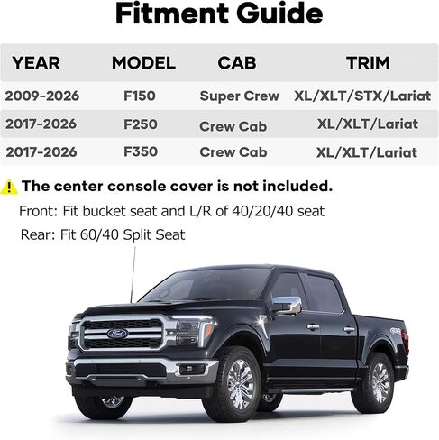 Ymucd for Ford F150 Seat Covers Front and Back Full Set, Premium Faux Leather Full Warp Seat Covers Fit for 2009-2026 F150 (XL XLT STX Lariat Tremor) & 2017-2026 F250 F350 F450 Super Duty - Black in Kuwait