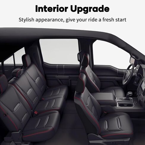Ymucd for Ford F150 Seat Covers Front and Back Full Set, Premium Faux Leather Full Warp Seat Covers Fit for 2009-2026 F150 (XL XLT STX Lariat Tremor) & 2017-2026 F250 F350 F450 Super Duty - Black in Kuwait