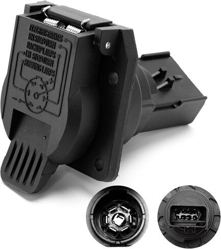 56038366AB Rear 7-Way Trailer Tow Connector Compatible with 1998-2009 Dodge Ram 1500 2500 3500，Fit for Chrysler Jeep Cherokee 7 Pin Trailer Plug Harness Accessories Replace#56038366 56038366AB in Kuwait