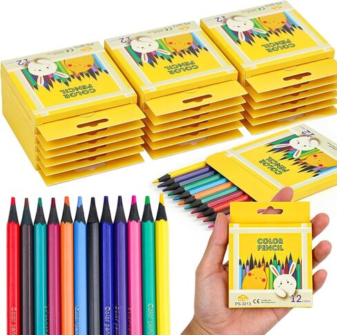 Mini Colored Pencils Bulk Set of 24 Boxes, 12 Colors per Box (288 Total), 3.5 Inch coloring pencils, Small Travel Size Pencils for Kids Party Favors, Classroom Rewards, Travel Activities (24) in Kuwait