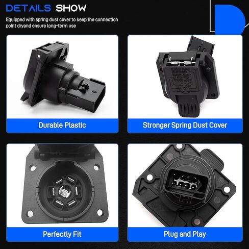56038366AB Rear 7-Way Trailer Tow Connector Compatible with 1998-2009 Dodge Ram 1500 2500 3500，Fit for Chrysler Jeep Cherokee 7 Pin Trailer Plug Harness Accessories Replace#56038366 56038366AB in Kuwait