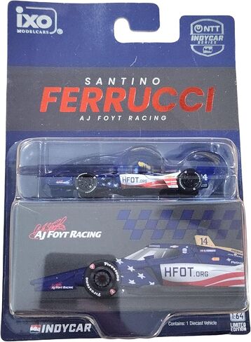 IXO IND64042 سانتينو فيروتشي 2026 #14 AJ Foyt منازل لقواتنا بمقياس 1:64 دييكاست مع صندوق تجميع للبالغين قابل للجمع in Kuwait