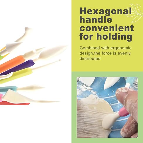 Hexalyao 9 قطع من أدوات نحت الطين برأس مزدوج مجموعة أدوات نحت الفخار للهواء الجاف والطين البوليمر والسيراميك وأدوات تشكيل الشمع DIY لوازم النحت اليدوية بألوان متنوعة in Kuwait