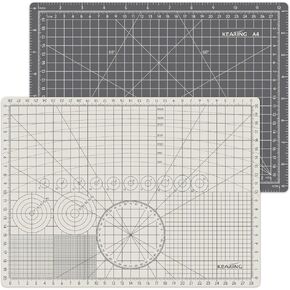 KEARING A4 Self Healing Cutting Mat 9x12 Inch, 3mm Thick Double-Sided High-Contrast Craft Mat with Grid, Premium 5-Ply PVC Construction, Beige and Charcoal Grey, for Sewing, Quilting, Crafts, 1 PCS in Saudi Arabia
