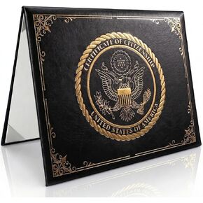 US Citizenship Certificate Holder Black - Faux Leather Certificate Protector - Gold Foil Naturalization Document Folder - American Citizenship Gifts - Professional Certificate Covers in Saudi Arabia