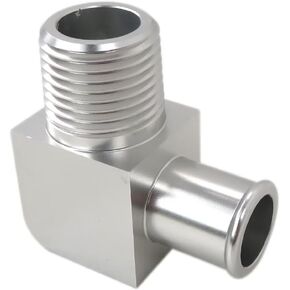 Homesweet 1/2" NPT to 5/8" Hose Barb 90 Degree Heater Hose Fitting - Made of Billet Aluminum Chrome - Universal Compatible with Water Pumps and Intake Manifolds - Easy Installation in Kuwait