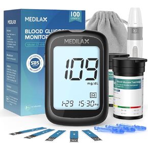 Blood Glucose Test Strips for Diabetes, 90 Count (Pack of 1), Only Compatible with Medilax 2-1 Meter in Saudi Arabia