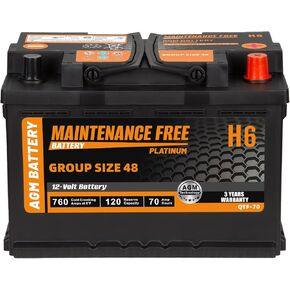 Autocessking H5 Group Size 47 Start and Stop AGM Automotive Battery, 12V 60Ah, 680 CCA, 100 RC Rechargeable Car Battery in Saudi Arabia