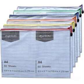 6pcs Mesh Zipper Pouch Bags, A3 17x12 Inches Large Reusable Plastic Zipper Pouches Bag for Organizing Office, File, School, Classroom, Cross Stitch Projects, Puzzle & Board Game Storage Bags in Kuwait