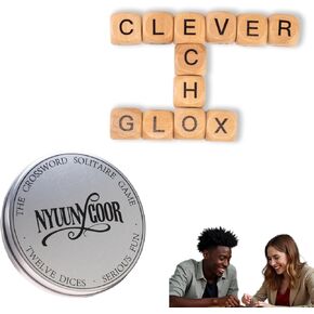 Crossword Solitaire Dice Game, Q Missing Word Spelling Origin Dice Games, q Absent Less Wooden Letter Tiles Board Games for Camping,with Metal Case & Pouch in Kuwait