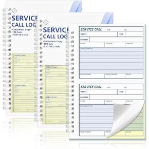 100 Sets Service Call Log Book 5 5/8 x 8 1/2" 2 Part Carbonless 2 Message Sets per Page Phone Call Log Book Phone Message Book Invoice Receipt Book for Repair Service (1) in Kuwait