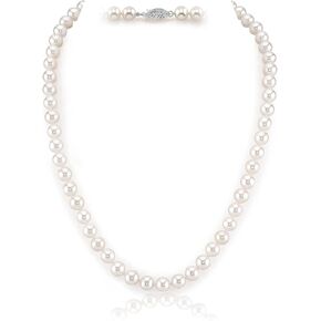 The Pearl Source 14K Gold 9-10mm AAAA Quality White Freshwater Cultured Pearl Necklace for Women in 20" Matinee Length in Kuwait