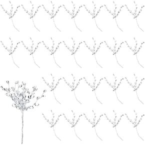 Matwsec 25 PCS Crystal Floral Picks Acrylic Flower Picks for Floral Arrangements Glitter Flower Branches for Wedding DIY Crafts Home Office Table Top Decoration in Kuwait