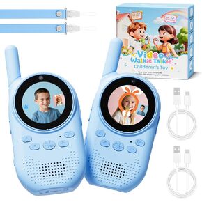 Video Walkie Talkies for Kids, Rechargeable Kids Walkie Talkies with Screen Display & Voice Changer, Outdoor Toys for 3-12 Years Boys Girls Birthday Christmas (Bule/Bule) in Saudi Arabia