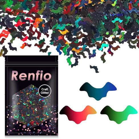Renfio 1.75 Oz 50g Holographic Mickey Mouse Confetti Glitter Mickey Mouses Shape Shiny Sequin Glitters Resin Sparkle Chunky Sequins for DIY Mold Art Nail Artwork Holiday Decoration - Laser Silver in Saudi Arabia