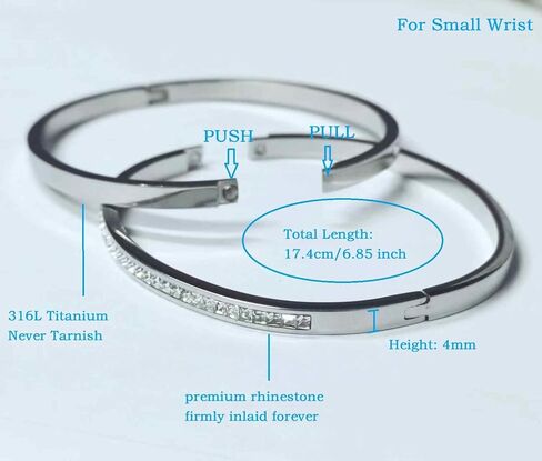 Sterling Silver Bracelet Bangle Stainless Steel Adorned with Diamonds for Womens and Girls in Saudi Arabia
