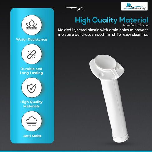 MARINE CITY White Nylon Flush Mount Rod Holder UV Stabilized 30 Degree with Cap Cover and 316 Stainless Steel Gasket for Boats – Marines – Ships – Yachts (Pack of 2) in Saudi Arabia