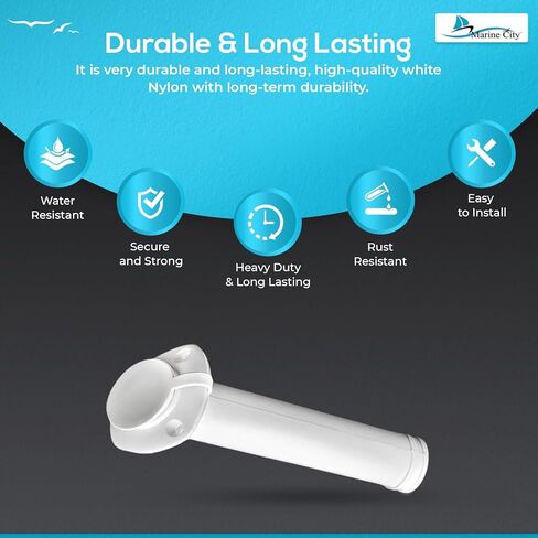 MARINE CITY White Nylon Flush Mount Rod Holder UV Stabilized 30 Degree with Cap Cover and 316 Stainless Steel Gasket for Boats – Marines – Ships – Yachts (Pack of 2) in Saudi Arabia