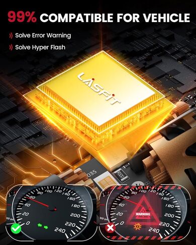 LASFIT 7440 7443 لمبة LED كهرمانية مدمجة في مقاومة فرط فلاش Canbus 7443 أضواء إشارة الانعطاف الأمامية والخلفية مع مروحة 7444na 7441 7444 7440NA W21W WY21W لمبات لا تحتاج إلى مقاوم تحميل (حزمة من 2) in Kuwait
