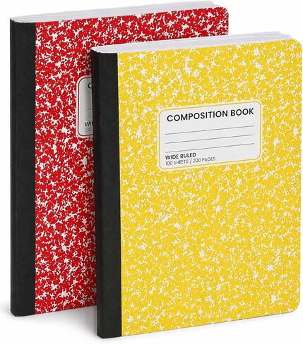 Manaloom Composition Notebooks, 4 Pack of Wide Ruled Composition Books, 9-3/4 x 7-1/2 inches Wide Ruled Paper | 100 Sheets (200 Pages), for School, Home, Business, Office | Assorted Colors - 4 Pack in Saudi Arabia