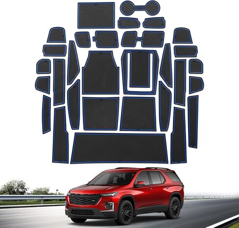 30 قطعة من بطانة وحدة التحكم المركزية من Smabee لسيارة Chevy Traverse 2018-2023 حاملات أكواب إدراج سجادات فتحة الباب ملحقات داخلية مضادة للغبار (أسود) in Kuwait
