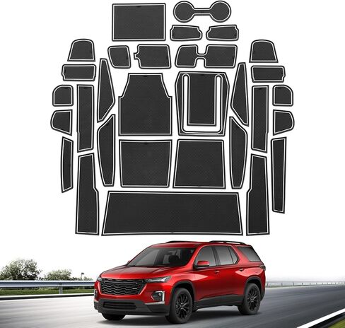 smabee 30PCS Center Console Liner for Chevy Traverse 2018-2023 Cup Holders Inserts Door Slot Mats Anti-Dust Mats Interior Accessories (Black) in Saudi Arabia