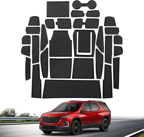 smabee 30PCS Center Console Liner for Chevy Traverse 2018-2023 Cup Holders Inserts Door Slot Mats Anti-Dust Mats Interior Accessories (Black) in Saudi Arabia