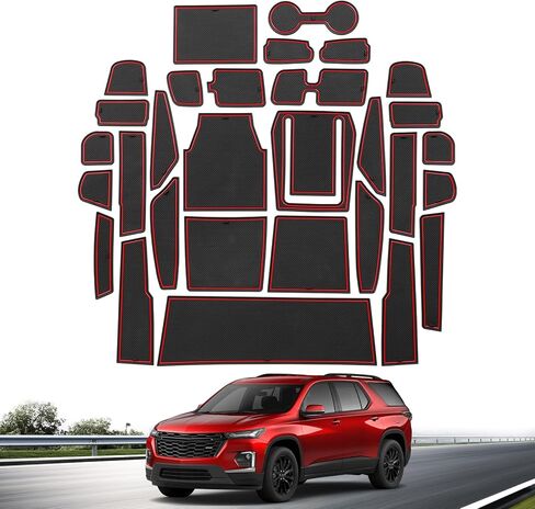 smabee 30PCS Center Console Liner for Chevy Traverse 2018-2023 Cup Holders Inserts Door Slot Mats Anti-Dust Mats Interior Accessories (Black) in Saudi Arabia