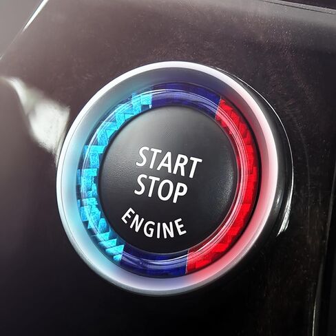 ملصق حلقة زخرفية بزر البداية من BETTERHUMZ متوافق مع BMW 3 Series E90 E92 E93 2005-2012 Z4 E89 من ألياف الكربون ملحقات ضبط السيارة الداخلية (نمط M) in Kuwait