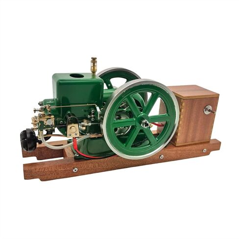 Z-Series Hit and Miss Engine Model with Ignition System Wooden Stand, Throttling Governor Water-Cooled Single-Cylinder 4-Stroke Metal Mini Engine That Runs, Decor Gift -RTR in Kuwait