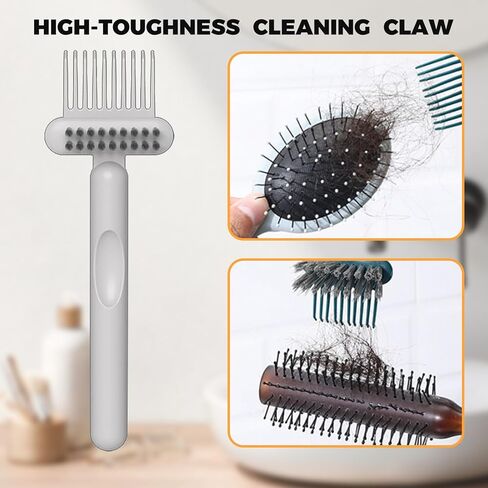 منظف ​​فرشاة الشعر، أداة تنظيف فرشاة الشعر، أداة تنظيف فرشاة الشعر 2 في 1، منظف فرشاة الشعر، يمكن استخدامها في لوحات المفاتيح والشقوق في الأثاث (برتقالي + أخضر + رمادي) in Kuwait