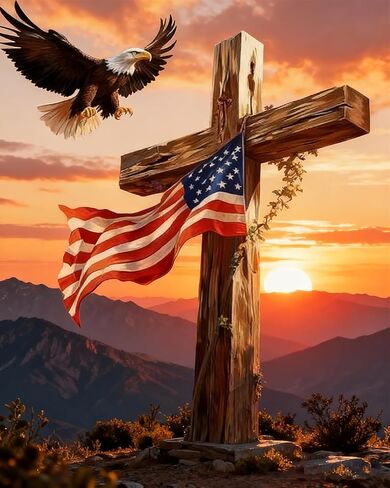 Independence Day Paint by Numbers Kit for Adults Beginner,4Th of July Acrylic Paint by Number Kits on Canvas,Bald Eagle and Cross Digital Oil Painting Art Kits for Home Decor without Frame 16x20 Inch. in Kuwait